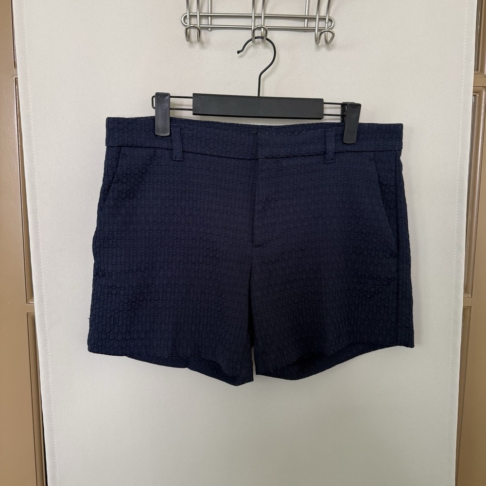 Banana Republic‎ Womens 6 Navy Blue Mid Rise Textured Chino Shorts